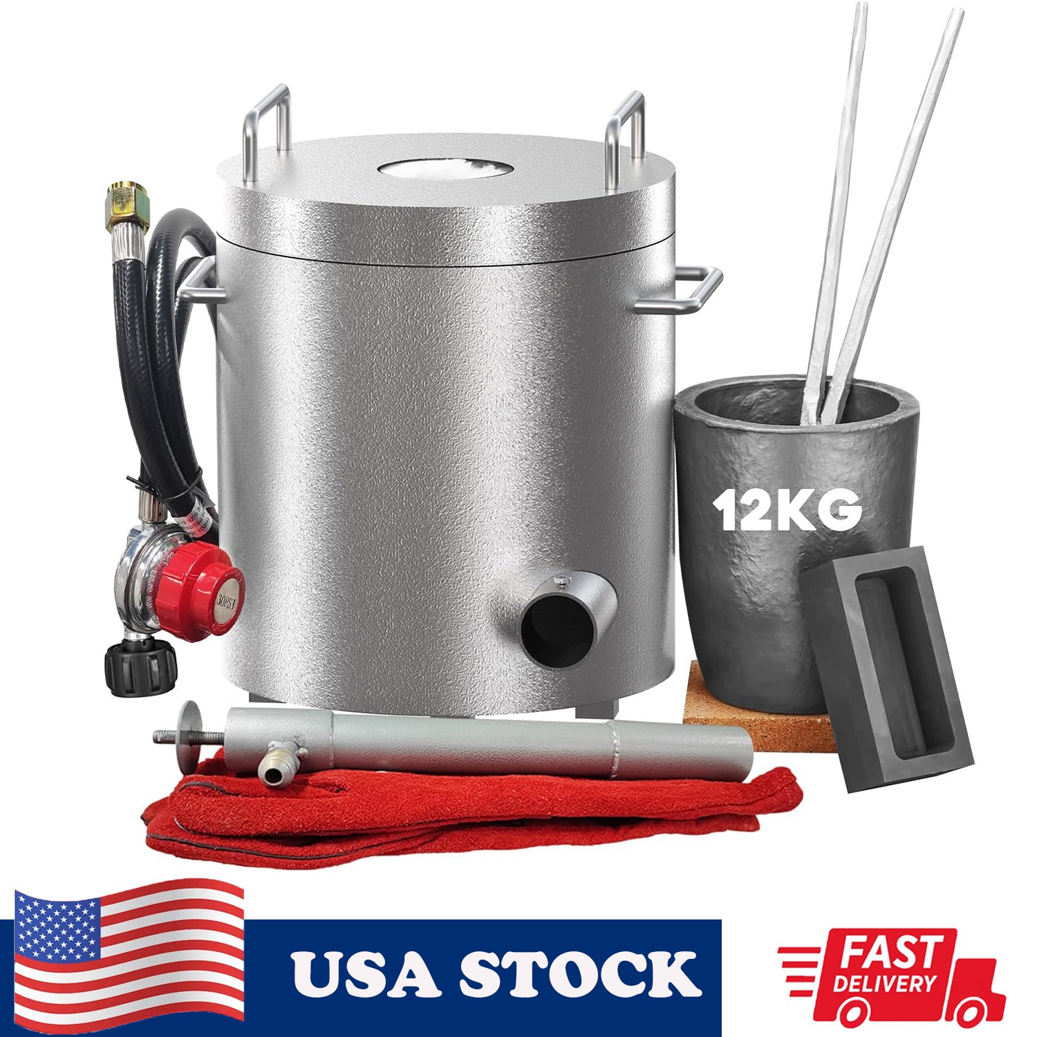 12KG Propane Melting Furnace Kit Gold Copper Silver Casting Metal Scrap Recycle