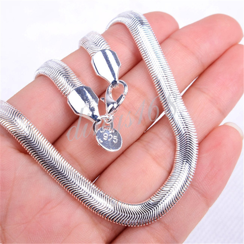 925Sterling Silver Tarnish-Free 6mm Wide Shiny Italian Snake Chain Necklace H788