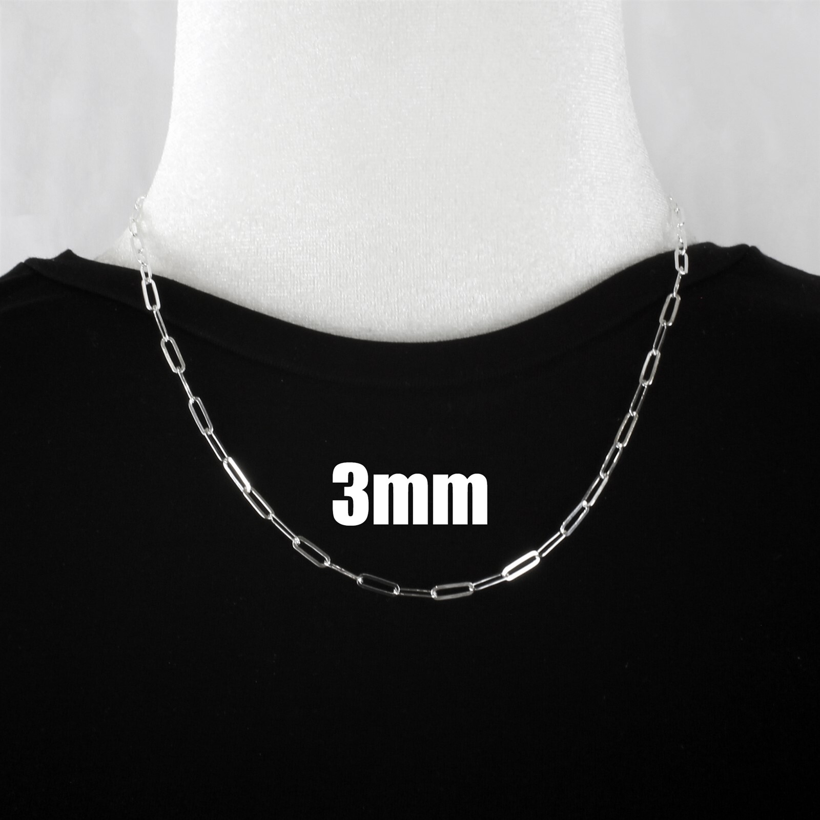 Rhodium 925 Sterling Silver Chic Paper Clip Chain Necklace Guaranteed Genuine