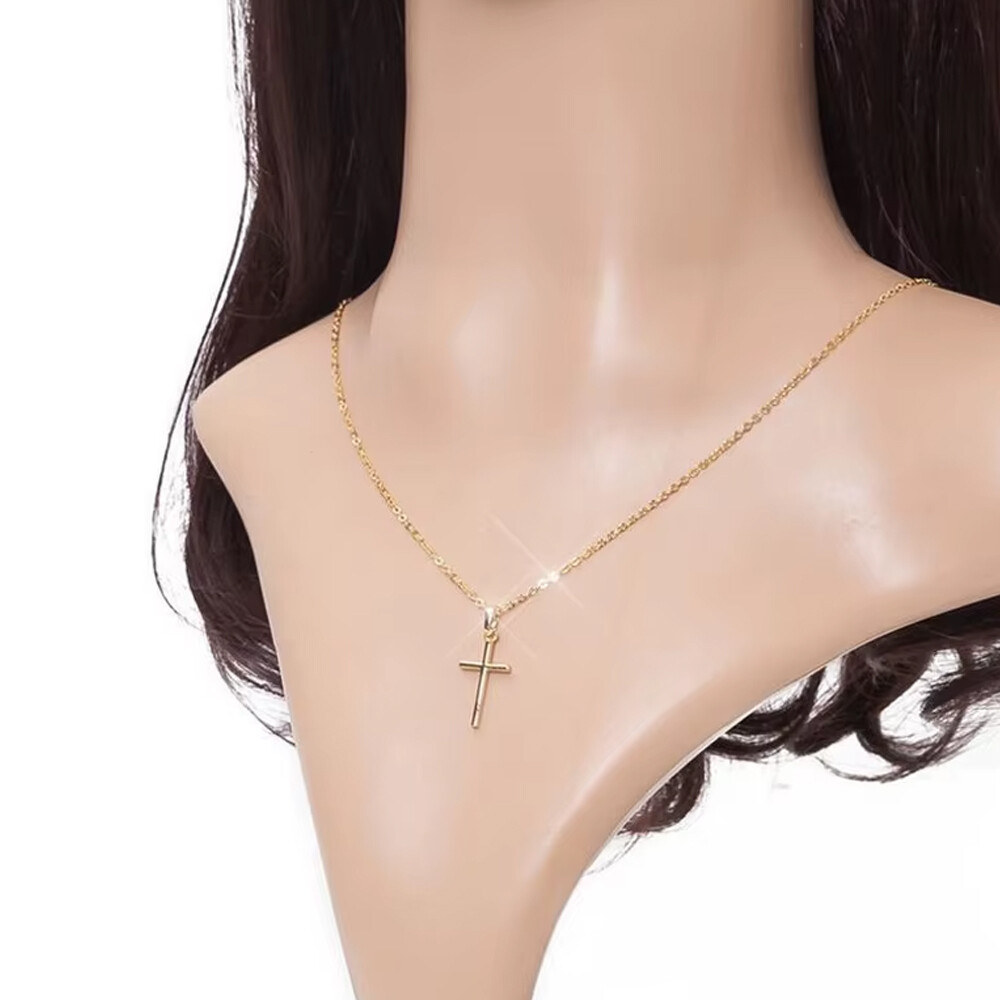 Simple Silver Gold Plated Cross Pendant Necklace Women Men’s Jewelry Gift