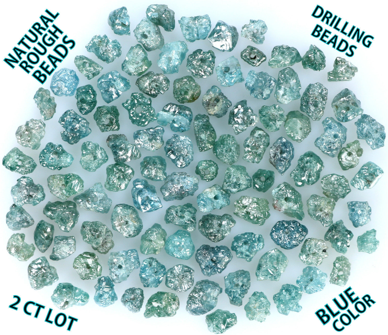 Natural Loose Diamond Rough Drilling Bead Blue Color I3 Clarity 2.00 Ct Lot K9