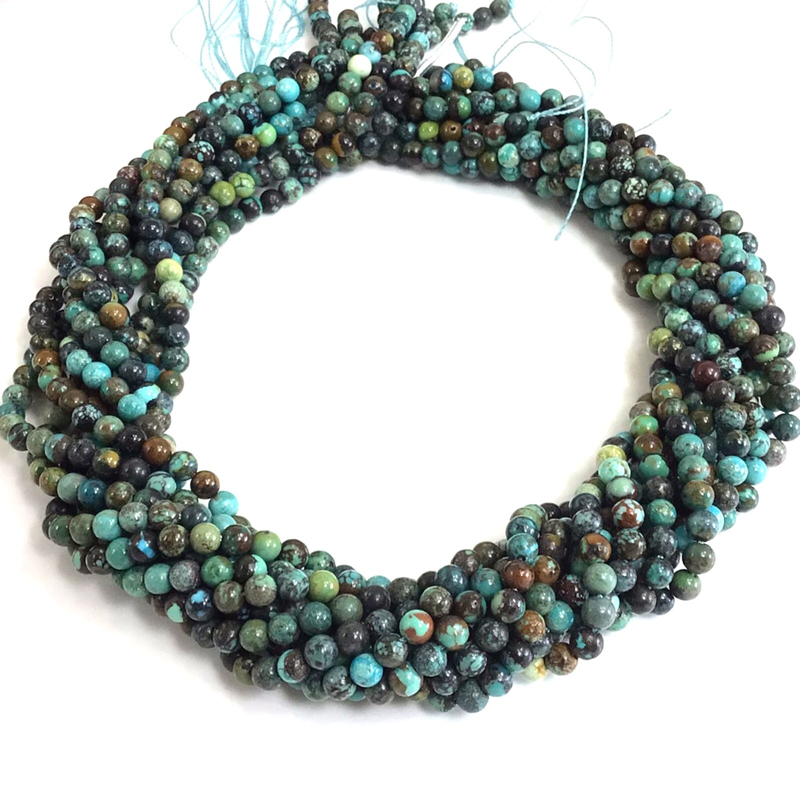 4mm Grade AAA Genuine Natural Turquoise Blue Green Smooth Round Loose Bead 15″