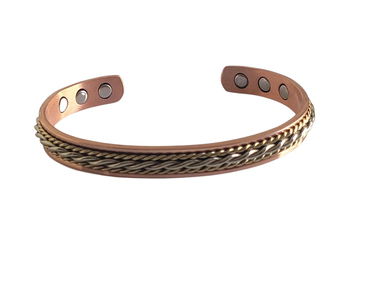 Tri Tone Solid Pure Copper Magnetic Cuff – Arthritis Therapy Bracelet Twist