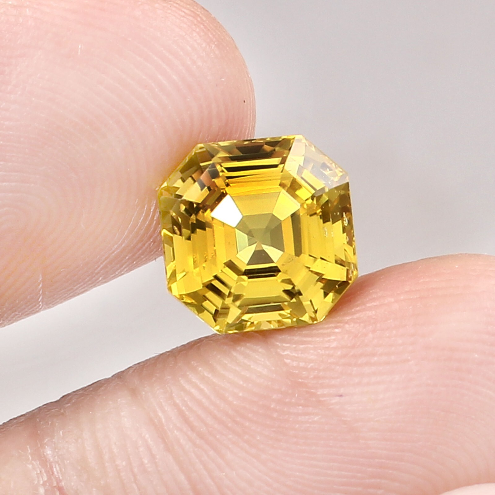 AAA Natural Flawless Ceylon Yellow Sapphire 9×9 MM Loose Asscher Cut Gemstone