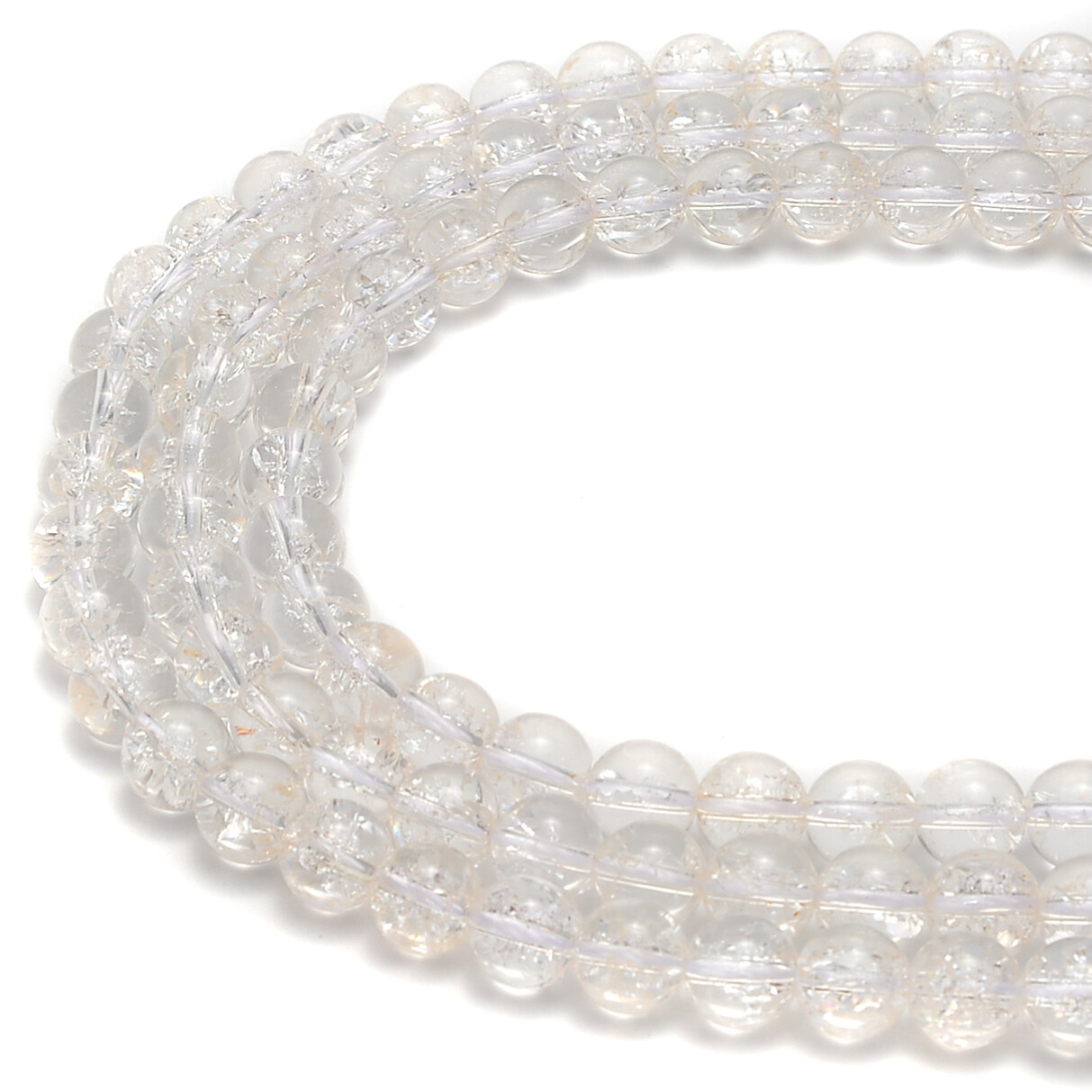 Clear Crackle Quartz Smooth Round Beads Size 6mm 8mm 10mm 12mm 15.5″ Strand