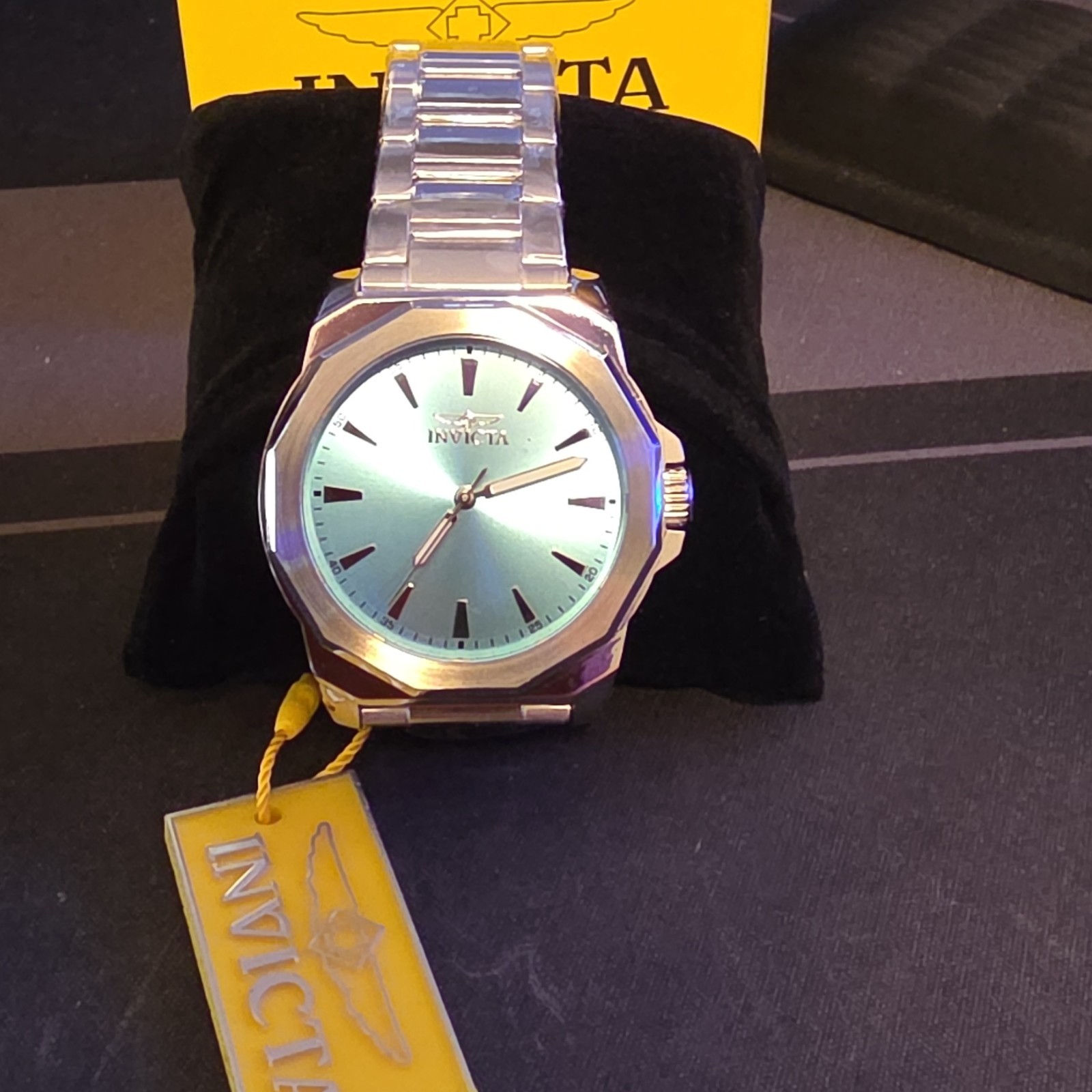 Invicta Men’s Quartz Analog Watch Blue Dial Stick Indexes Silver SS Bracelet