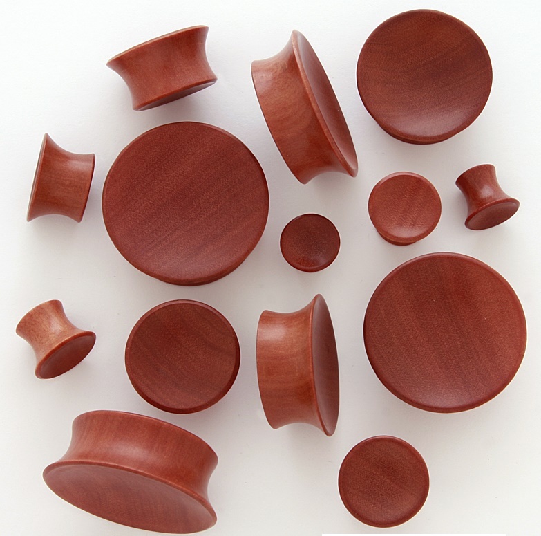 1 Pair 2g 6mm Red Saba Natural Organic Wood Concave Single Flare Ear Plugs 903