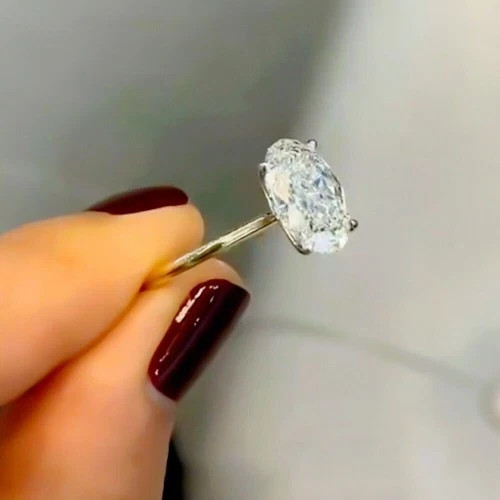 2.00 Ct Oval Cut Natural Diamond Wedding Ring 14K Solid White Gold Size 6 7 8 9