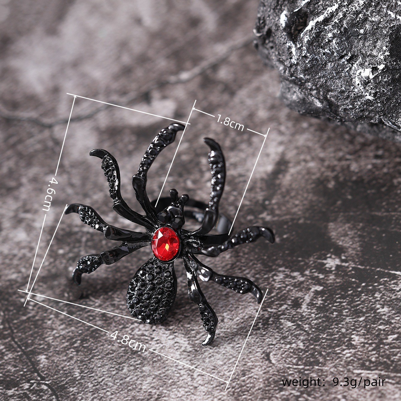 Halloween Spider Ring With Rhinestone Ins Personality Fashion Open Rings For Wom