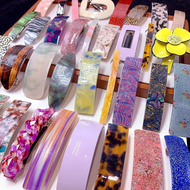 10PCS Acetate Hair Clip Geometric Resin Barrette Colorful Aesthetic Hair