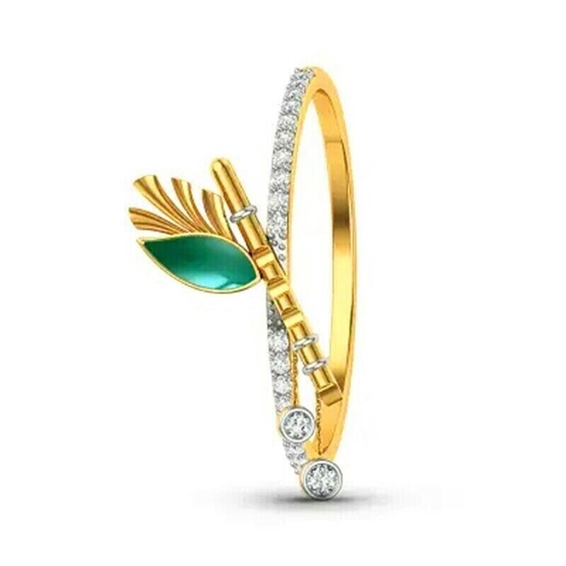 Gold Plated Thin Ring For Christmas Gifts 1 CT CZ Krishna Flute Gorgeous Ring