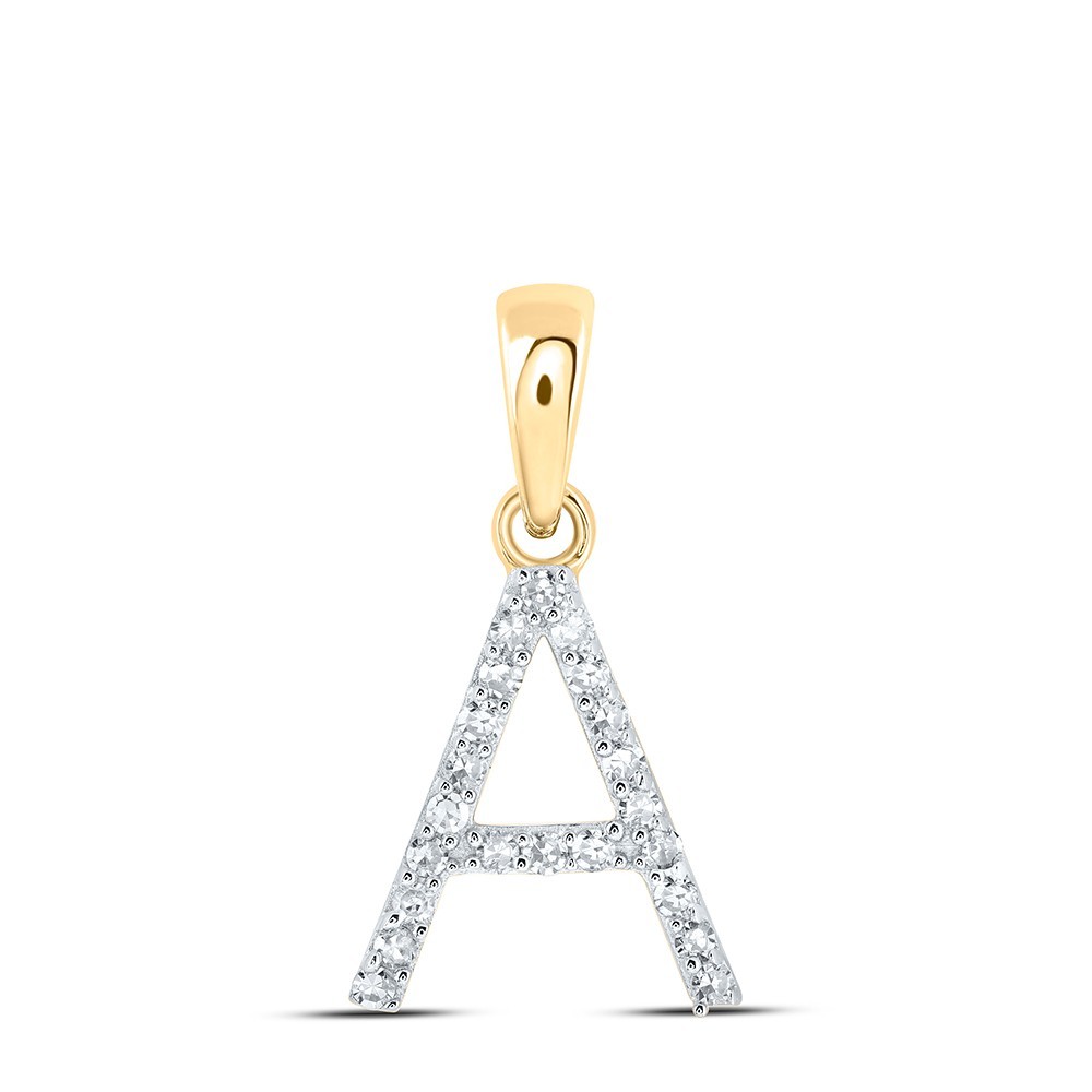 10k Yellow Gold 0.09CTW Natural Diamond Initial “A” Charm 0.55g Letter Pendant