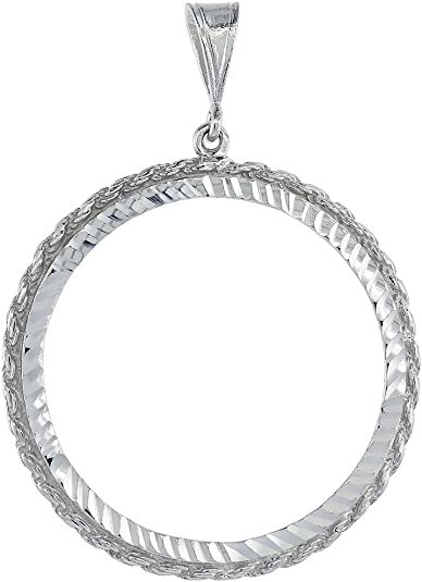 Sterling Silver Silver Eagle Rope Bezel 41 mm Coins 1 oz Dollar Coin NOT Include