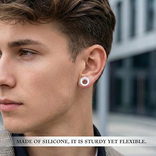 Pair Thick Silicone Ear Plugs Soft Tunnels Flesh Gauges Stretchers 2G-1 Inch