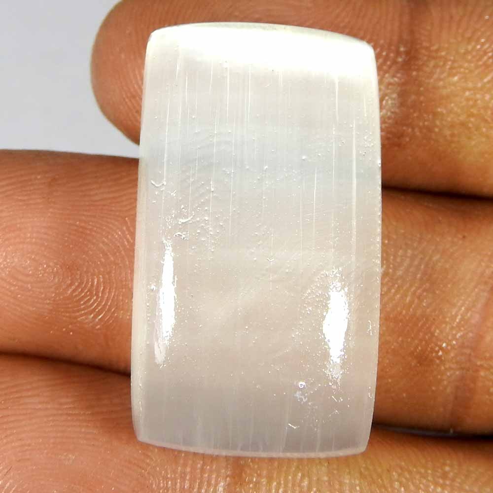 36.75Cts100%Natural White Good Selenite Cushion Cabochon Loose Gemstone