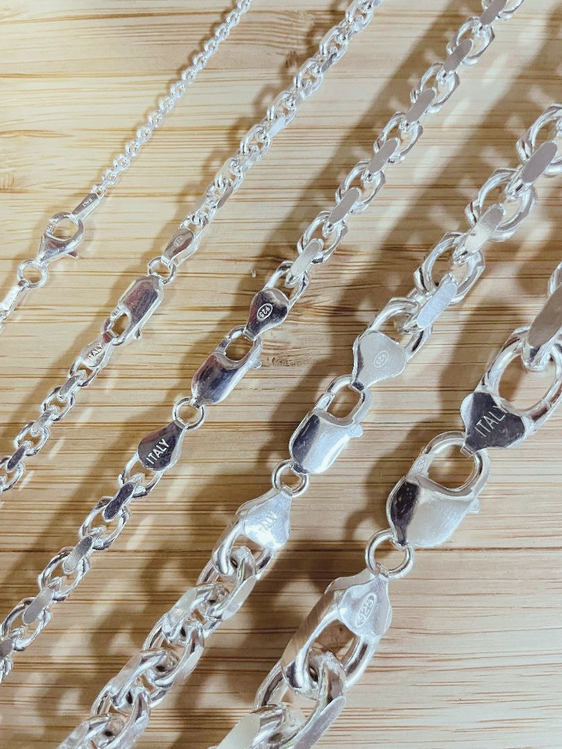ANCHOR LINK CABLE 925 SOLID STERLING SILVER CHAIN BRACELET “ITALY” ALL SIZES