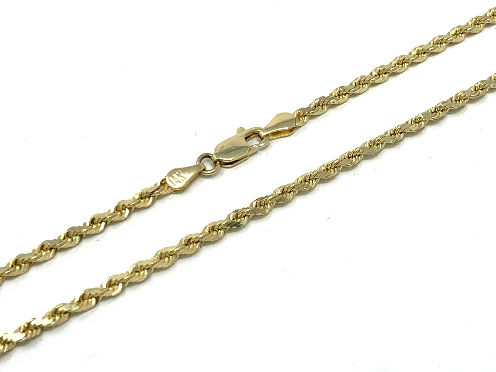 14k Yellow Gold Solid Diamond Cut Rope Chain Necklace 20″ 3mm 16.3 grams