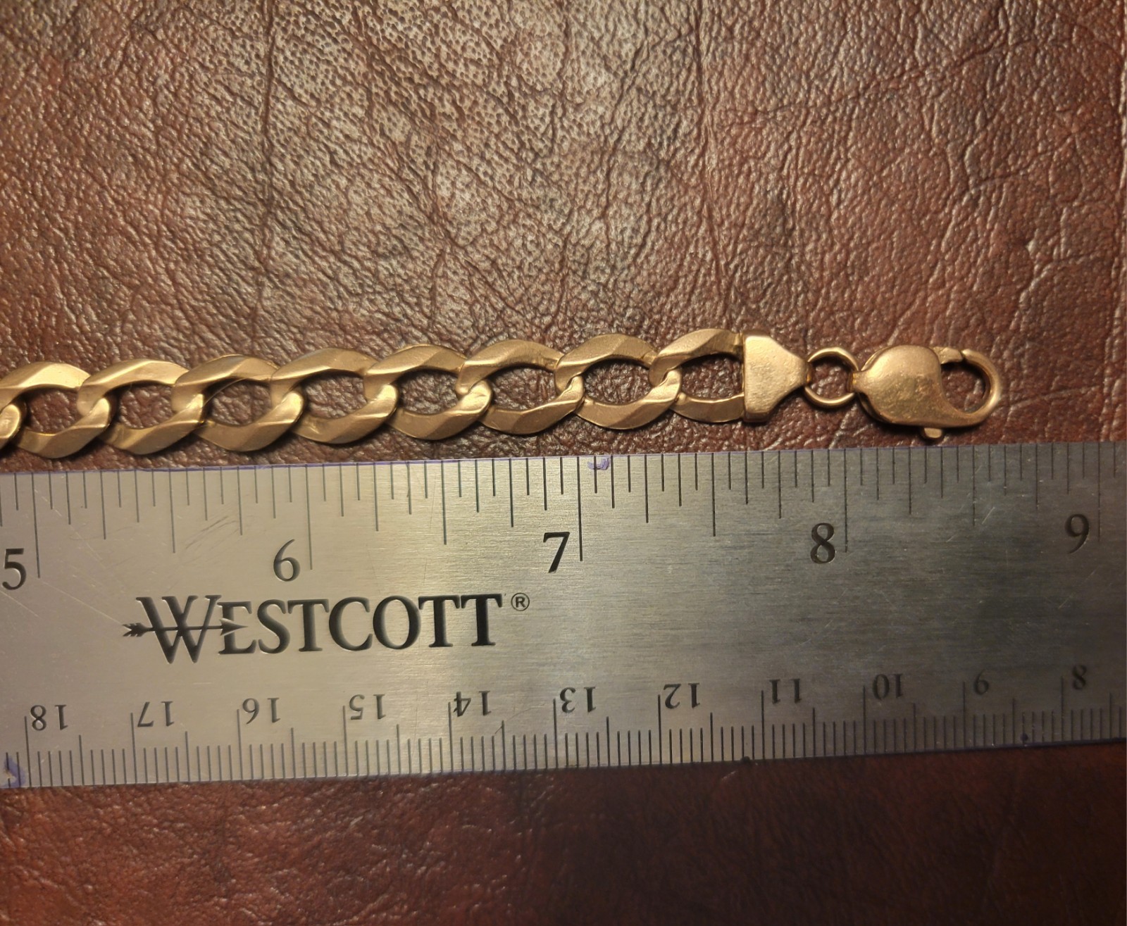 14k Rose Gold Flat Cuban Link Chain Bracelet 9mm wide,15.988 gram, 8 1/2″ length