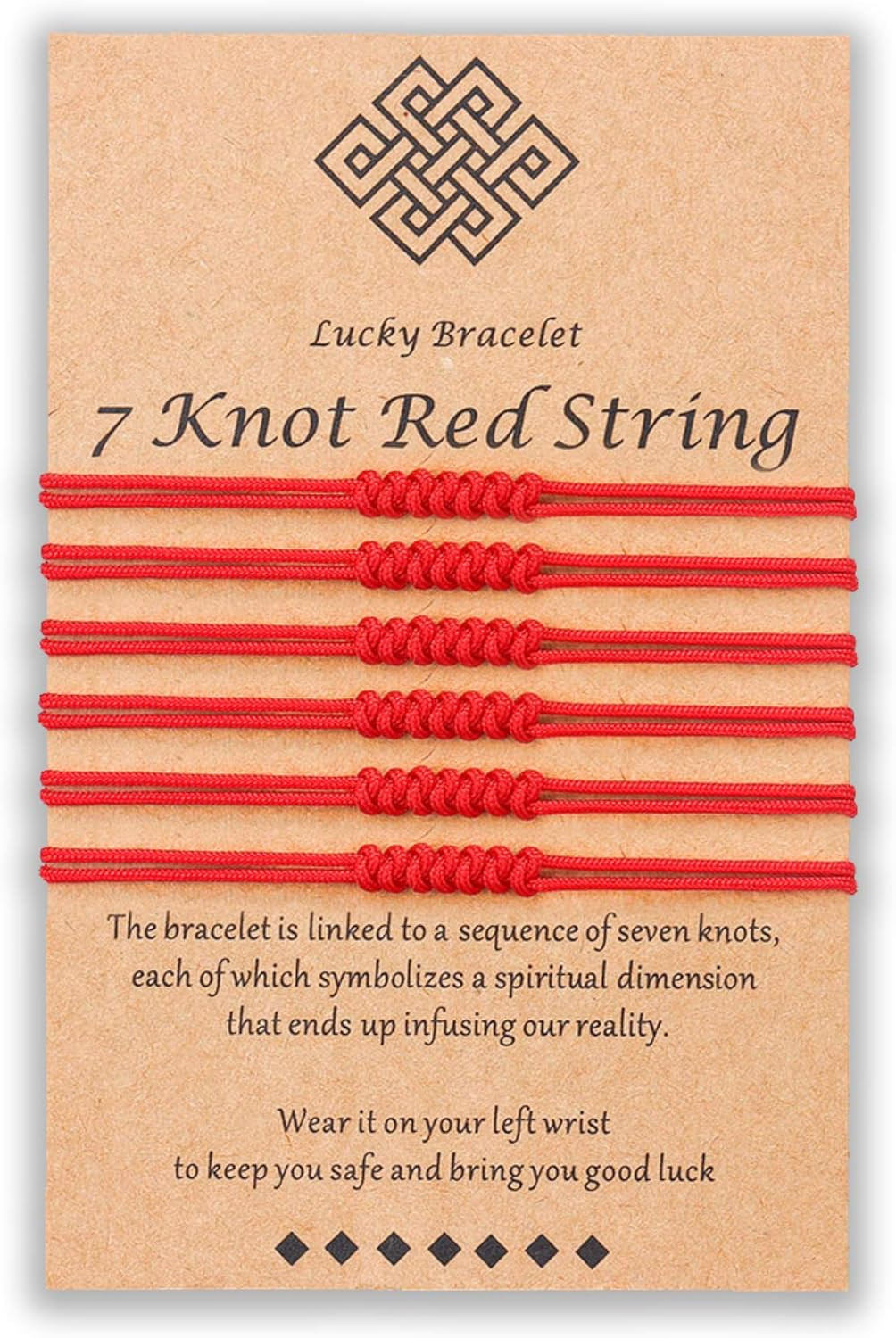 7 Knots Red String Bracelet Good Luck Protection Gift Kabbalah Thread Handmade S