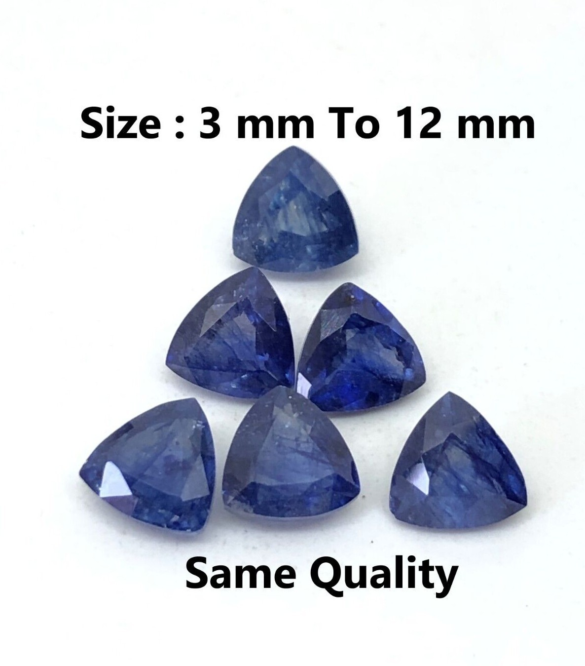 Blue Sapphire Trillion Size 3mm, 4mm, 5mm, 6mm, 7mm, 8mm, 9mm, 10mm, 11mm & 12mm