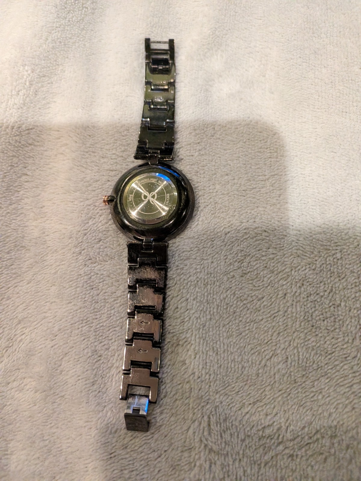 Nine West Dark Silver Ladies Bracelet Watch with Crystals