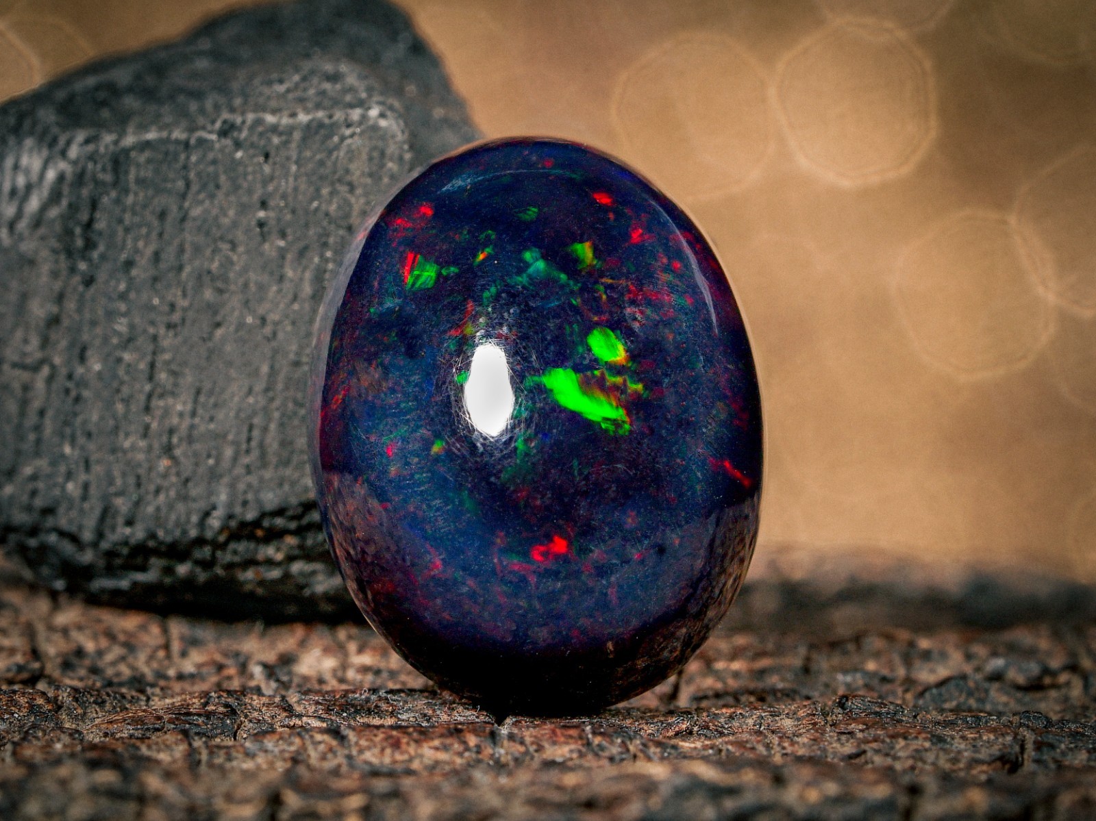 6.50 Carat Ethiopian Black Opal Cabochon 14x11x7 MM Oval Shape Welo Fire Opal
