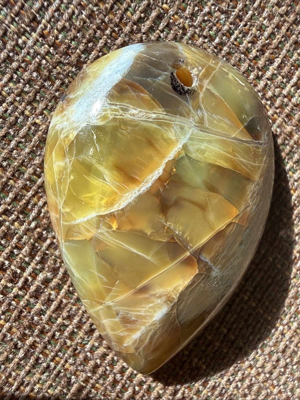 Natural Chrysoberyl Chatoyant Variation Crystal Pendant Tan Teardrop Shape