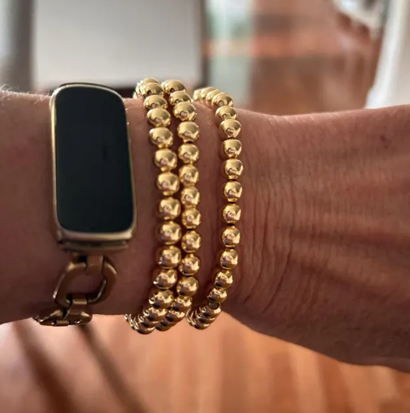 Gold Filled 5mm Round Beads Beaded Bracelet Layering Minimalist Women Bracelet