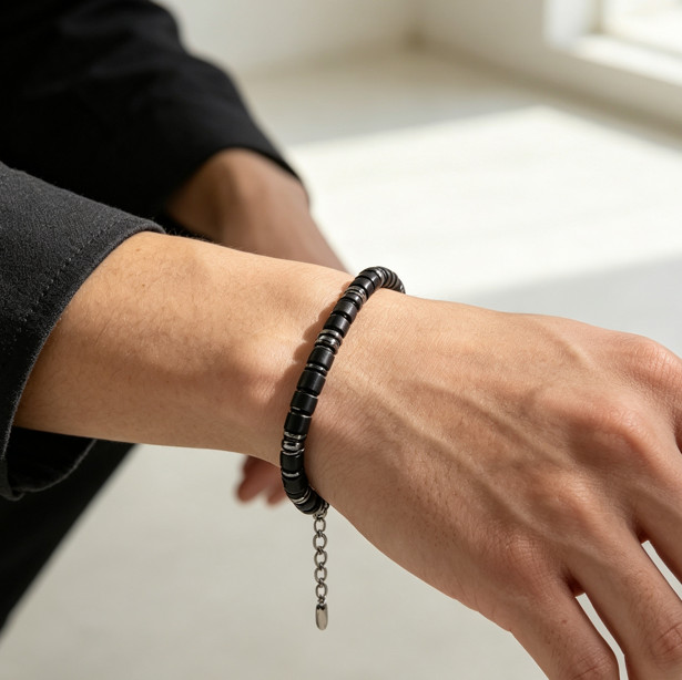 High Quality Black Tourmaline Hematite Crystal Bracelet Men Career Success Gift