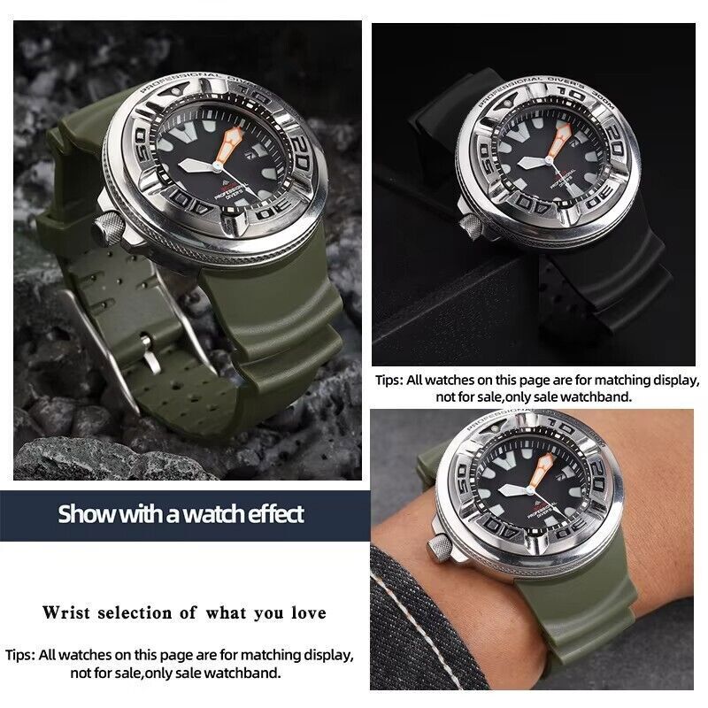 Strap/Adapters For Citizen Men’s Diver B873-S057892 Rubber Dive Watch Band