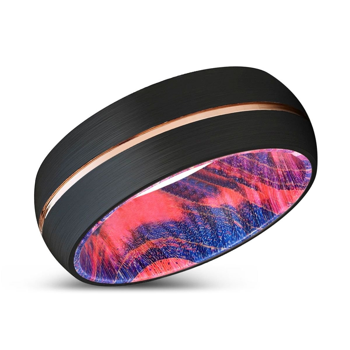 KODITE | Tungsten Blue Red Wood Inlay Ring 8mm