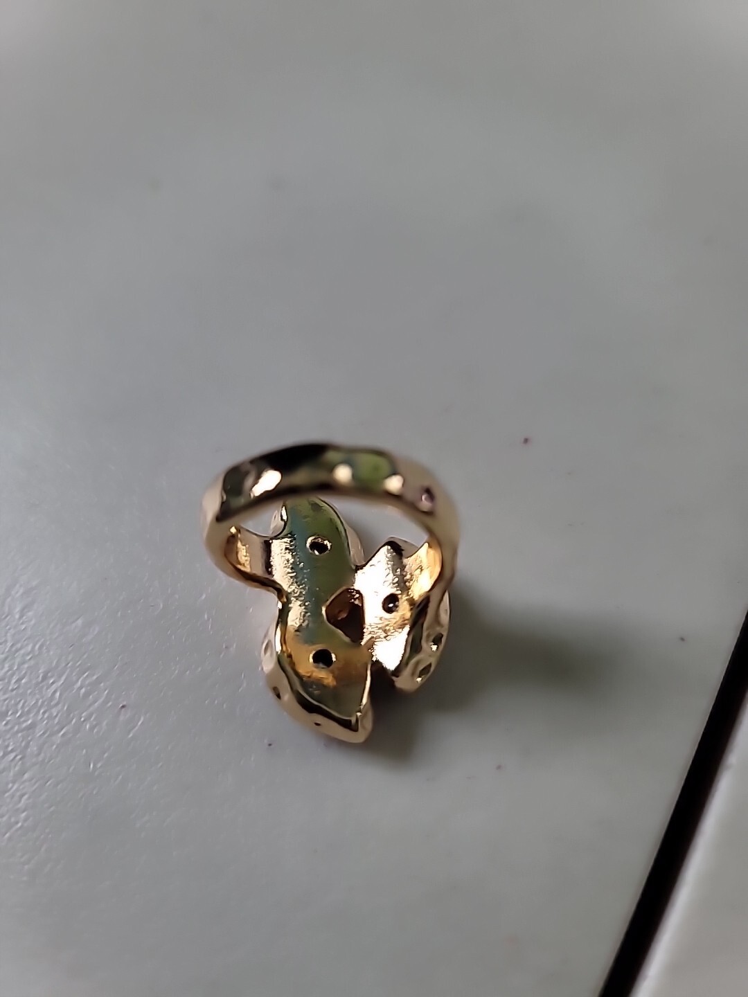 Handmade Uno STYLE De 3 stone crystal leaf ring Caribbean blue size 8 Gold