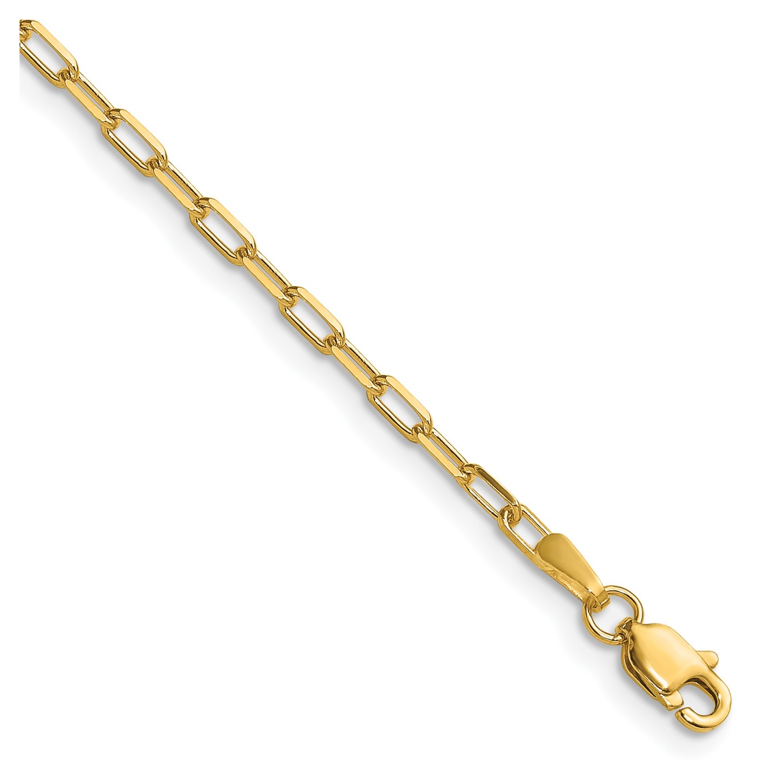14K Yellow Gold 2.1-3.5mm Paperclip Chain Necklace 7-30 Inch Mens Womens