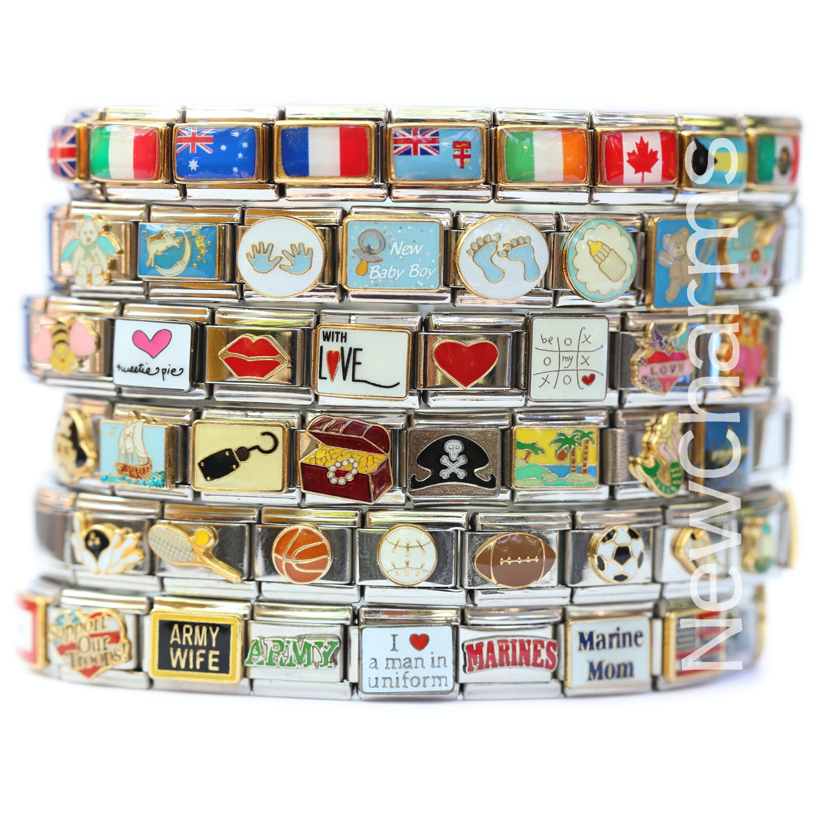 Starter Bracelet & Playing Cards Flush Italian Charm – Vintage 90s Style CT3571