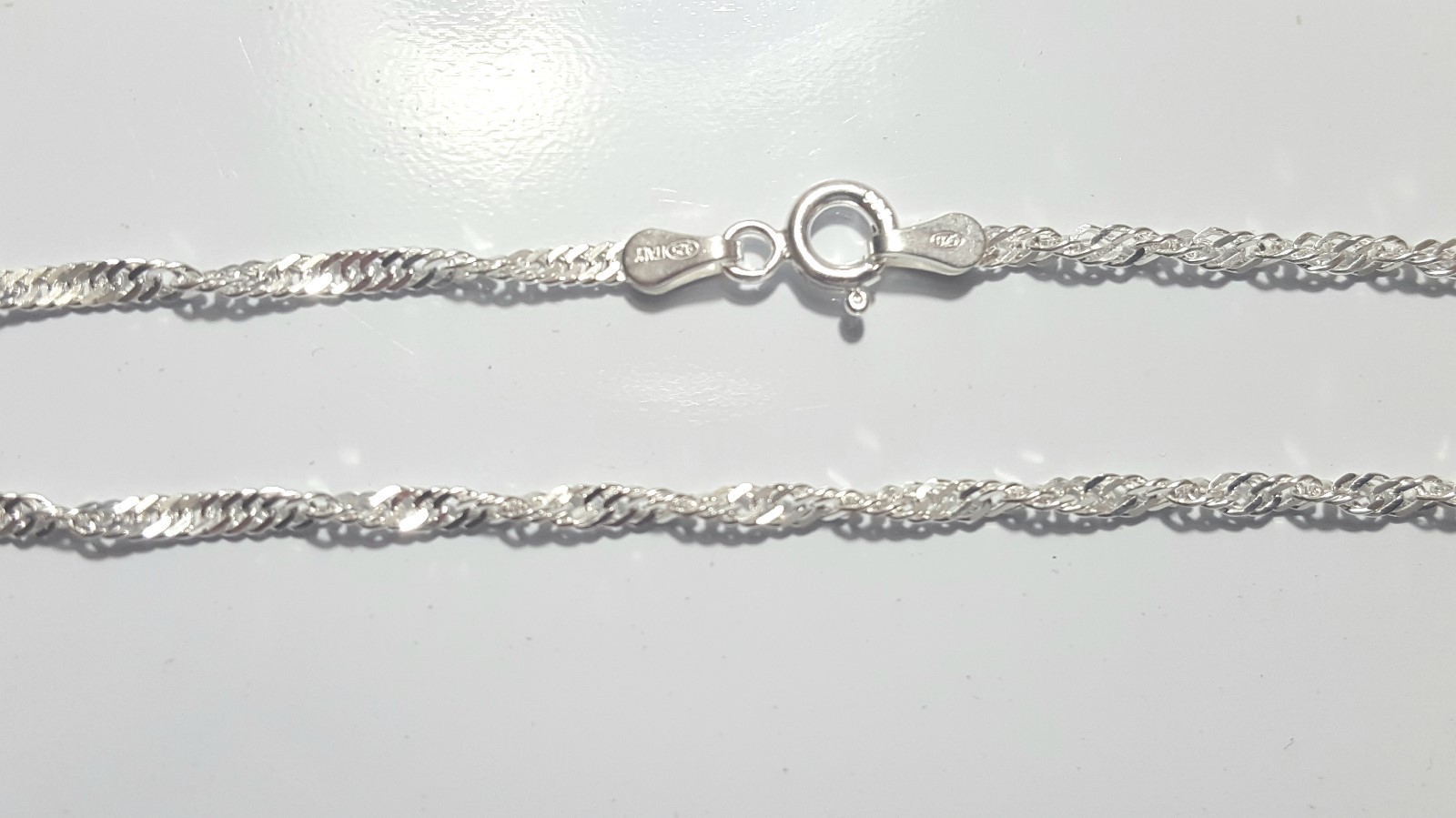 Singapore Link Bracelet 7 inch Long 925 Sterling Silver 2 mm wide made in Italy