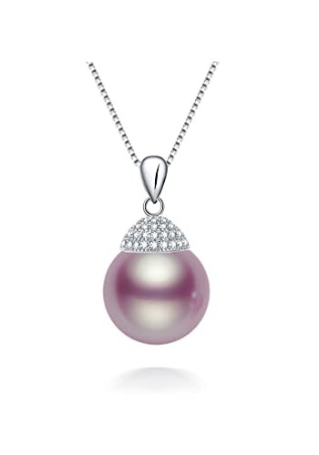 10.5-11mm Pink Freshwater Pearl Pendant AA+ in Sterling Silver with 18″ Chain