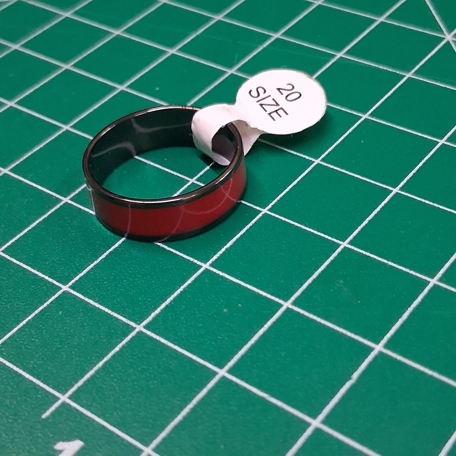Black Stainless Steel Size 9.75 Maroon Band Ring