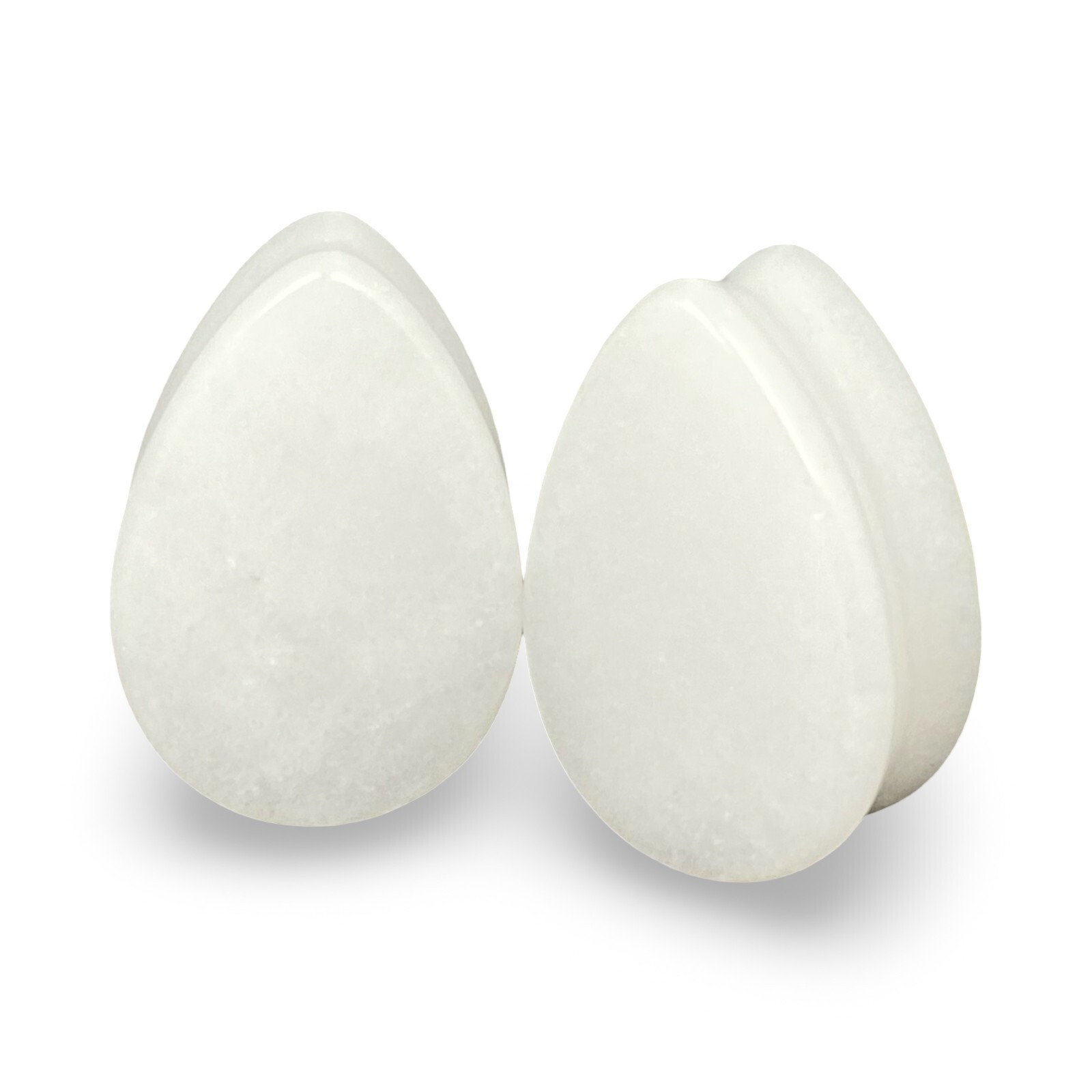 Pair of White Jade Stone Teardrop Plugs set ear gauges PICK SIZE