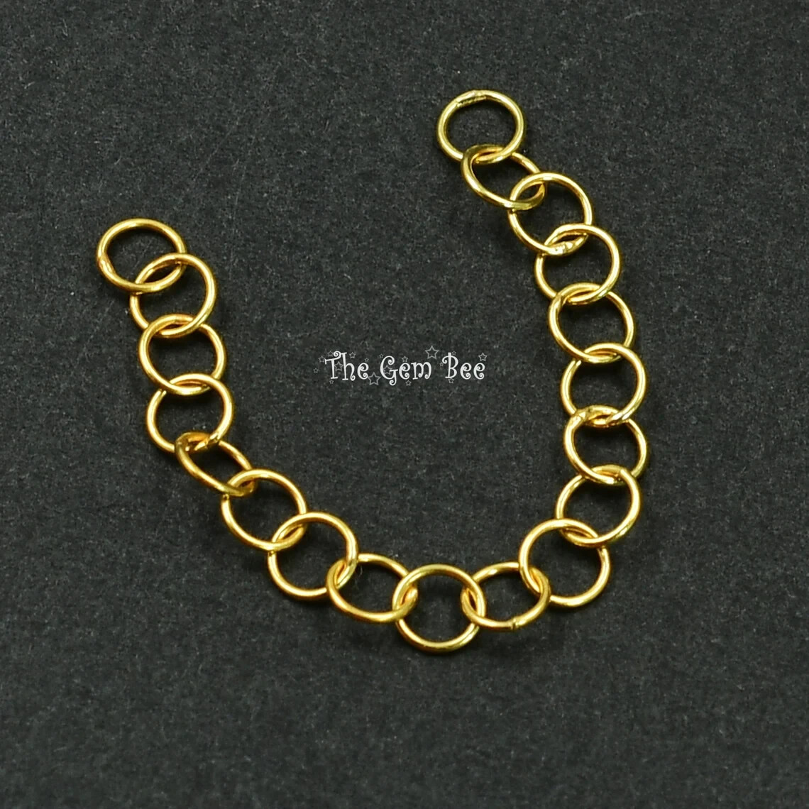 3.5mm 18k Solid Yellow Gold Simple Round Cable Chain Extender 2 INCH Length