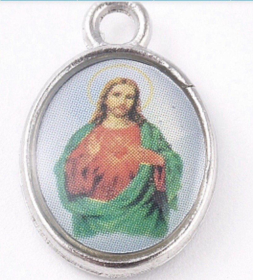 Beautiful Religious Sacred Heart Jesus Enamel Pendant charm or Necklace Charm