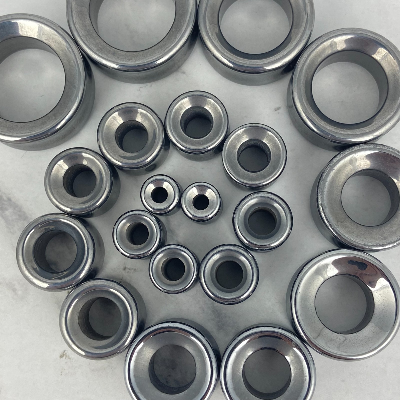 Concave Hematite Stone Double Flare Tunnels (STN-695) set ear gauges PICK SIZE