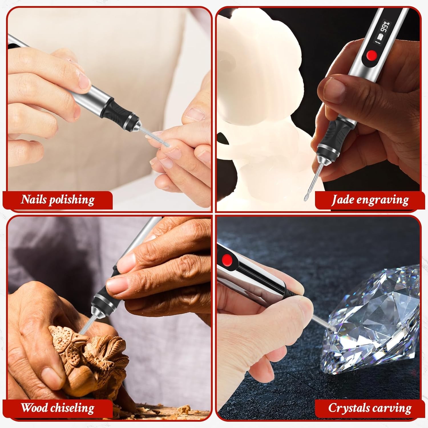 USB Rechargable Engraving Pen with 30 Bits Mini Electric DIY Engraver Cordless