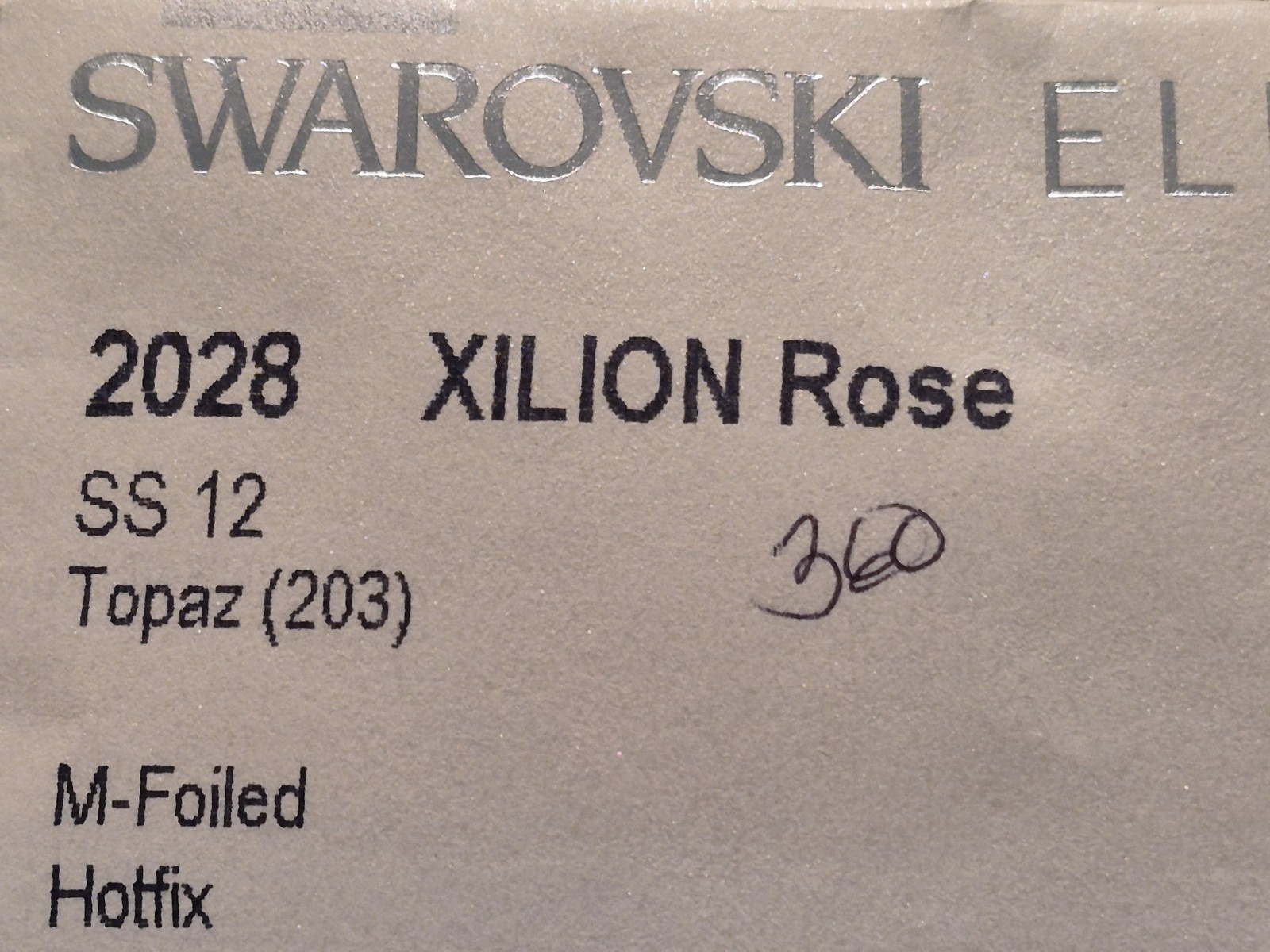360 pcs. Swarovski TOPAZ Flatback Hotfix 12ss 3.2mm 2038