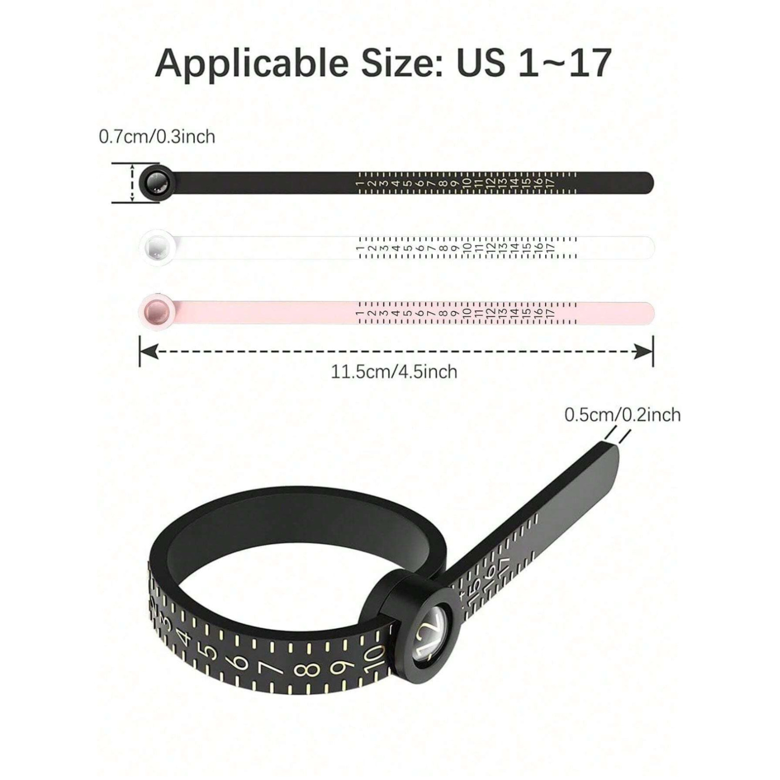 Ring Sizer Finger Measure Gauge US Sizes 1-17 Reusable Ring Sizer Measuring Tool