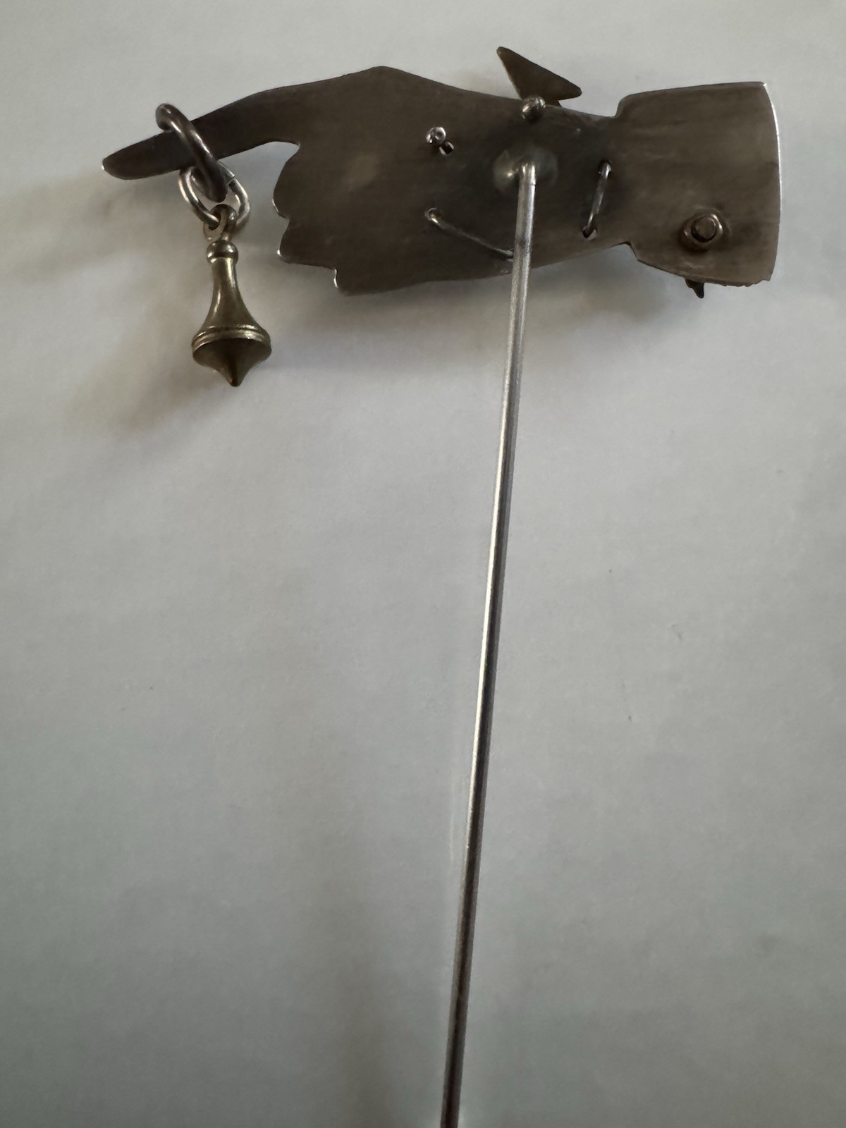 Vintage Thomas Mann Hand Heart Mixed Metal Stick Pin Brooch