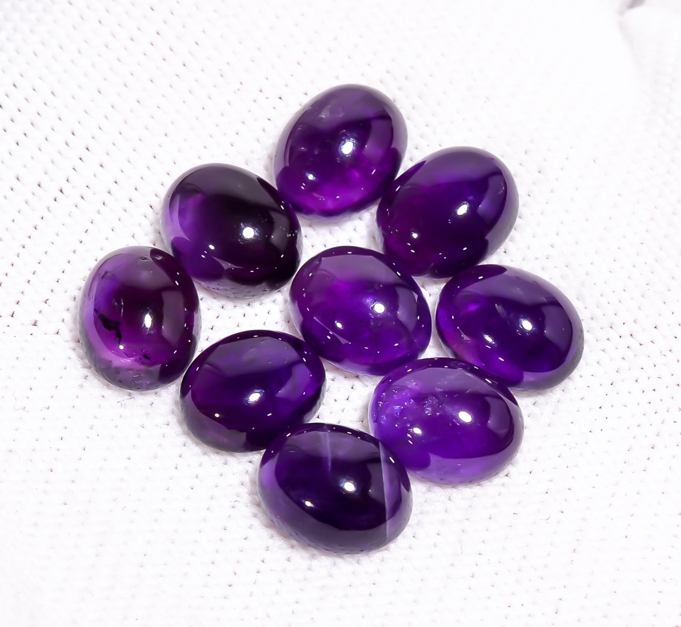Natural purple Amethyst Oval Shape Gemstone Cabochon 9 Pc Lot 27.50 Cts 10X8X5mm