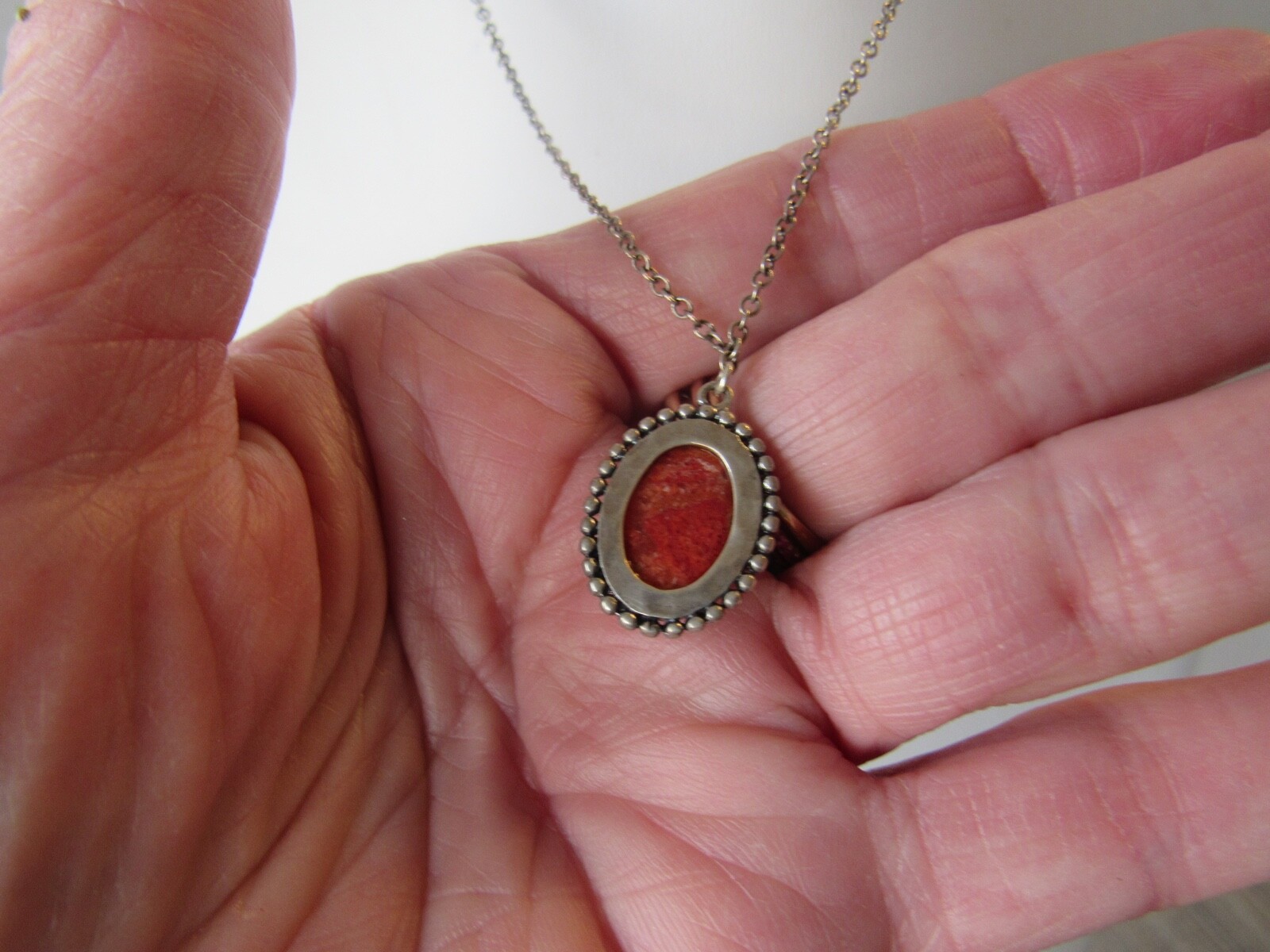 Silpada Sterling Silver Red Sponge Coral Pendant Necklace N2342