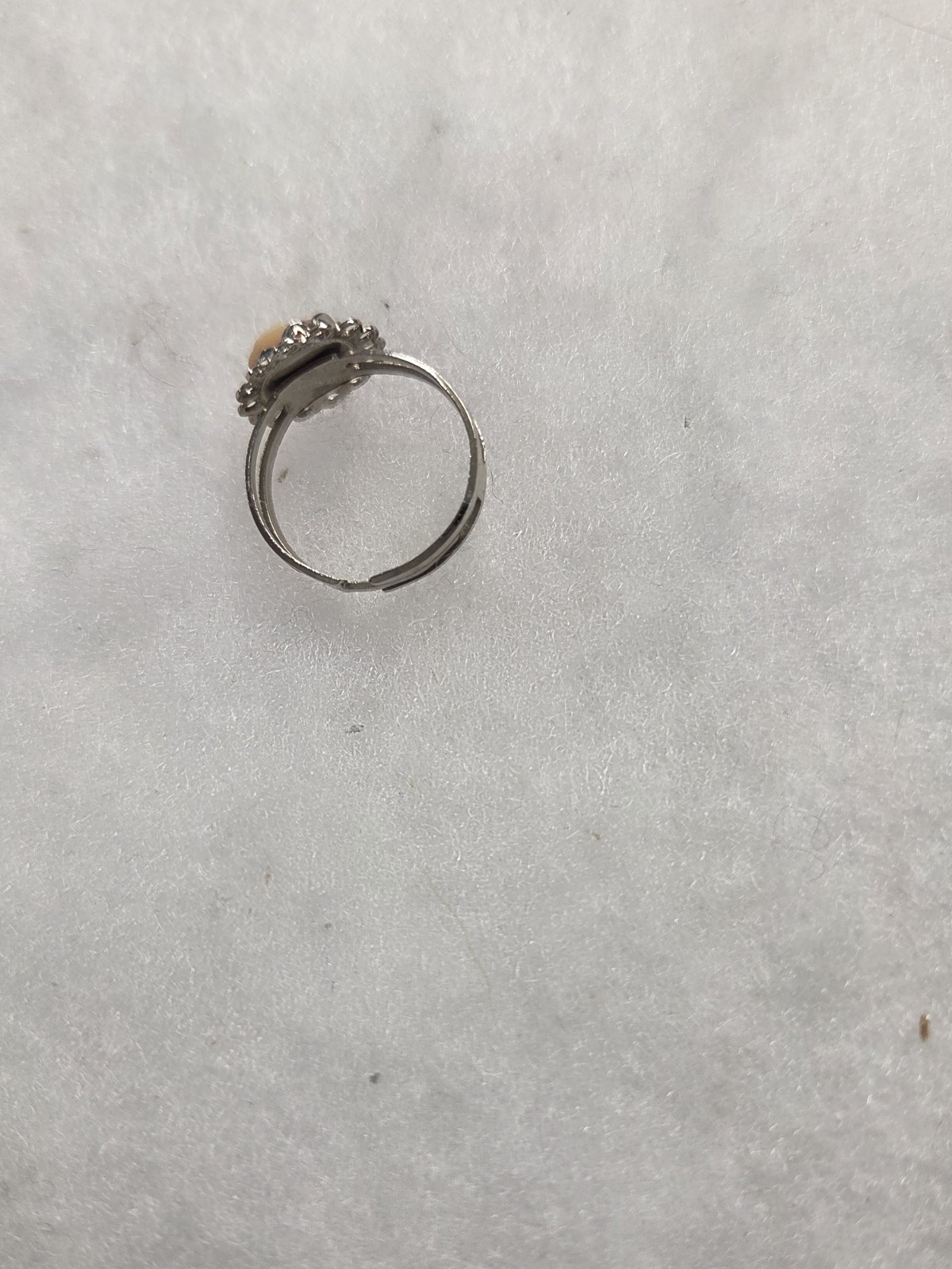 Vtg silver tone blue white adjustable size Cameo Ring