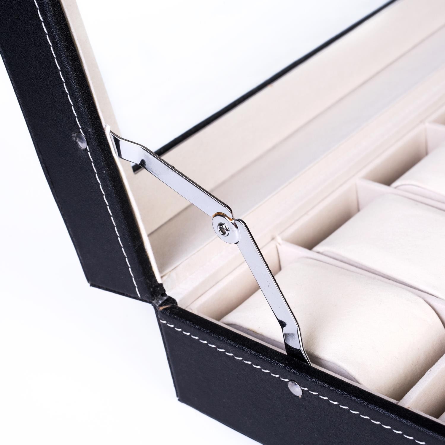 24 Slots Watch Box PU Leather Watch Case Organizer Display Watch Cabinet Black