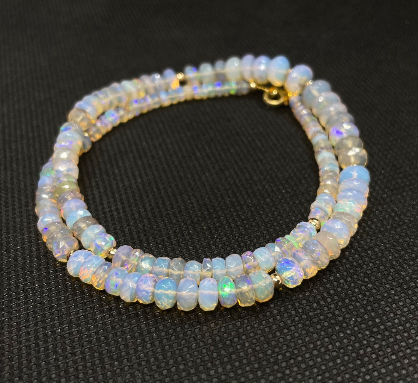Genuine Opal Beaded Necklace with 9K Solid Gold Beads